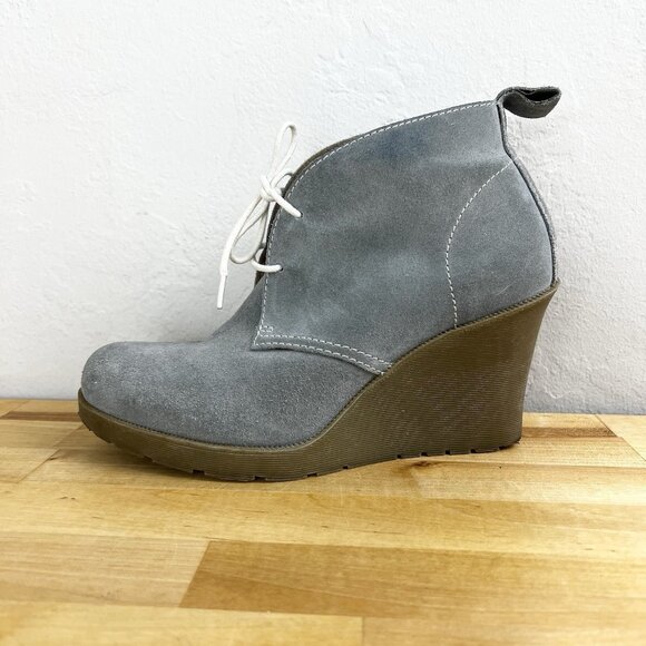 Dr. Martens Mandy Desert Boot Wedge Ceramic Blue US‎ 5 Lace Up Oxford Bootie - Picture 1 of 11